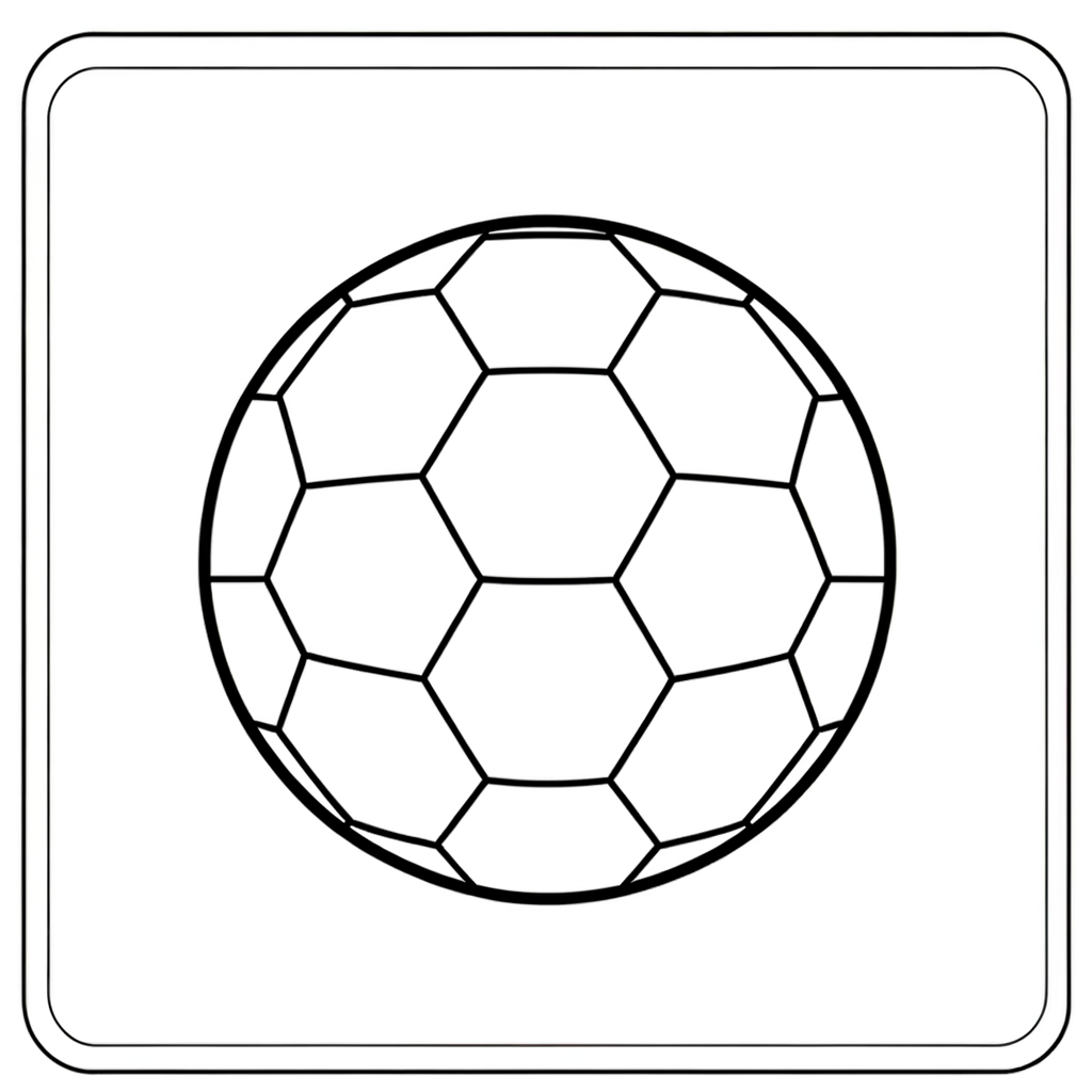Cartoon soccer ball coloring page with detailed hexagonal pattern for kids