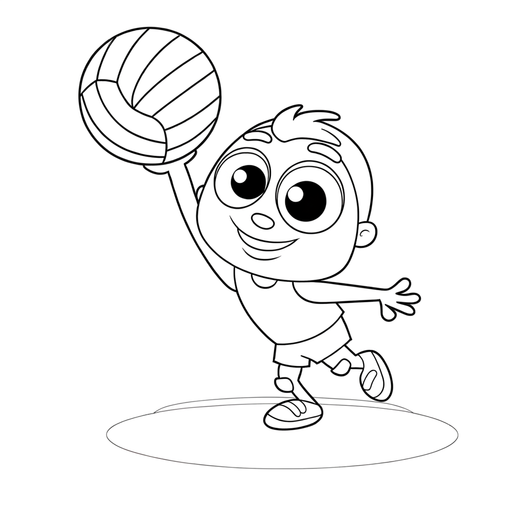 Cartoon volleyball player setter bumping ball up coloring page