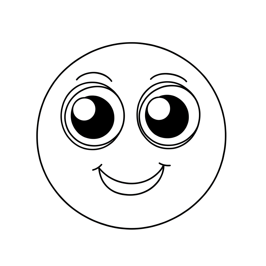 Happy circle shape with smiling face coloring page for kids