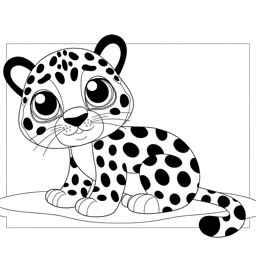 Clouded leopard coloring page showing wild cat with distinctive spotted pattern