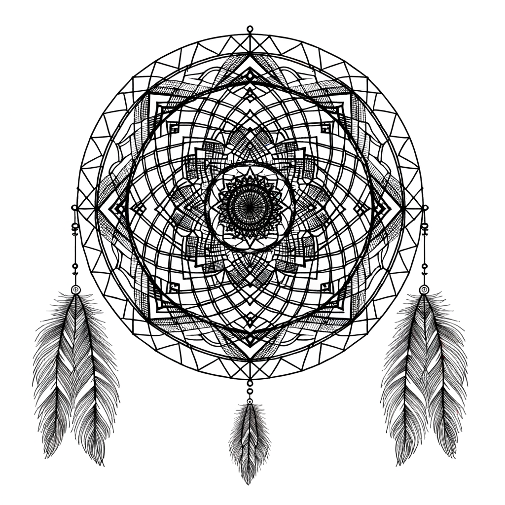 Dreamcatcher mandala design coloring page