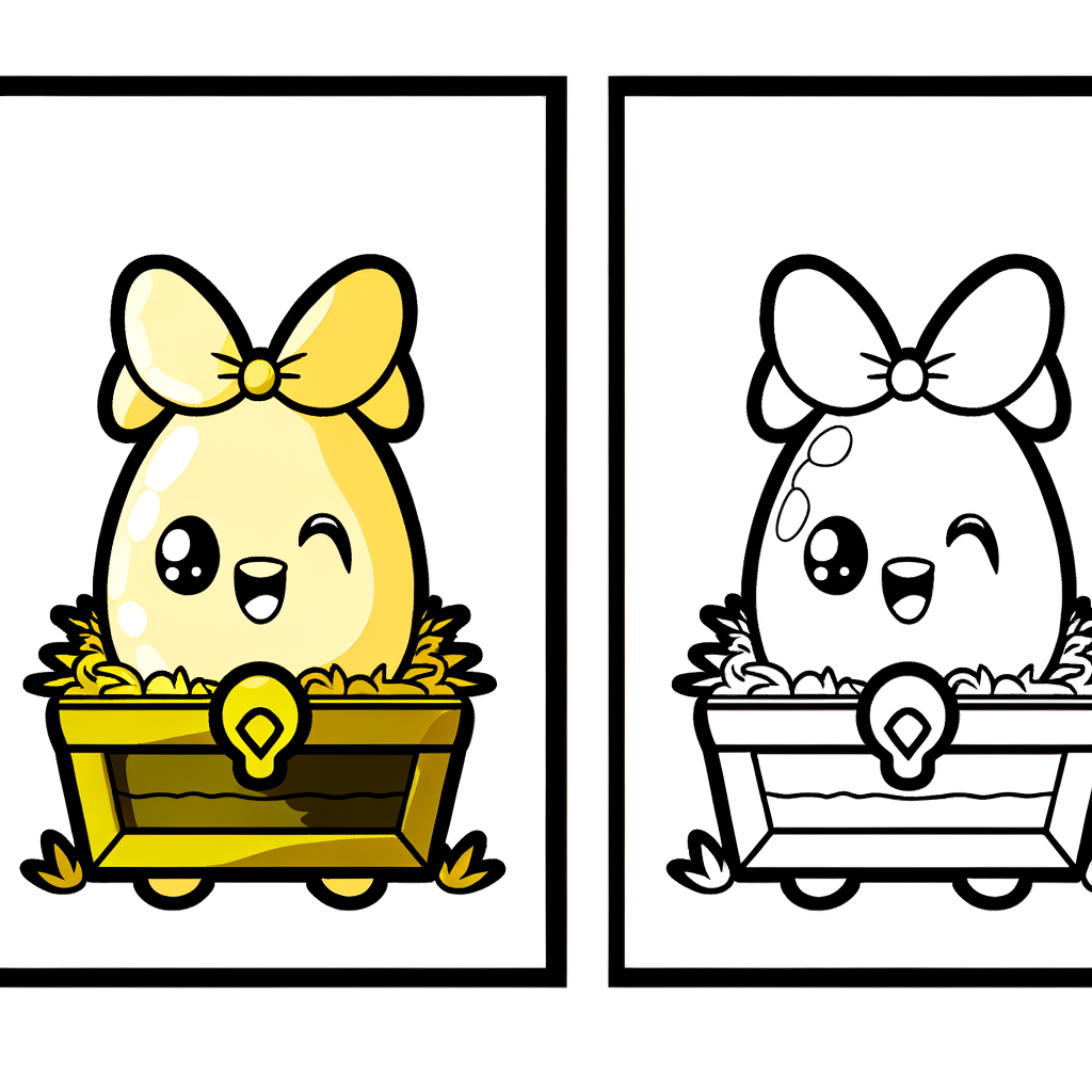 Golden Easter egg treasure coloring page with ornate decorative patterns