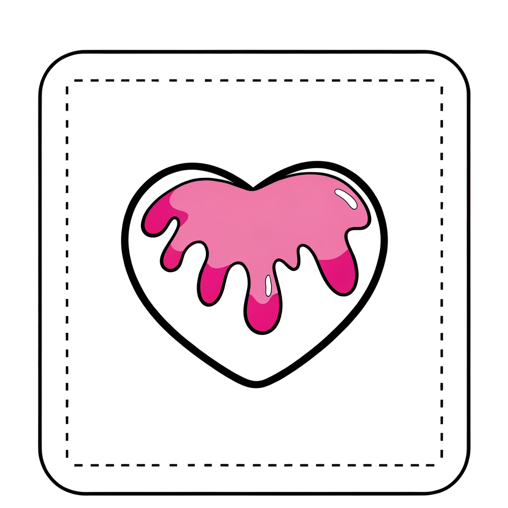Heart-shaped cookie with pink frosting coloring page for kids