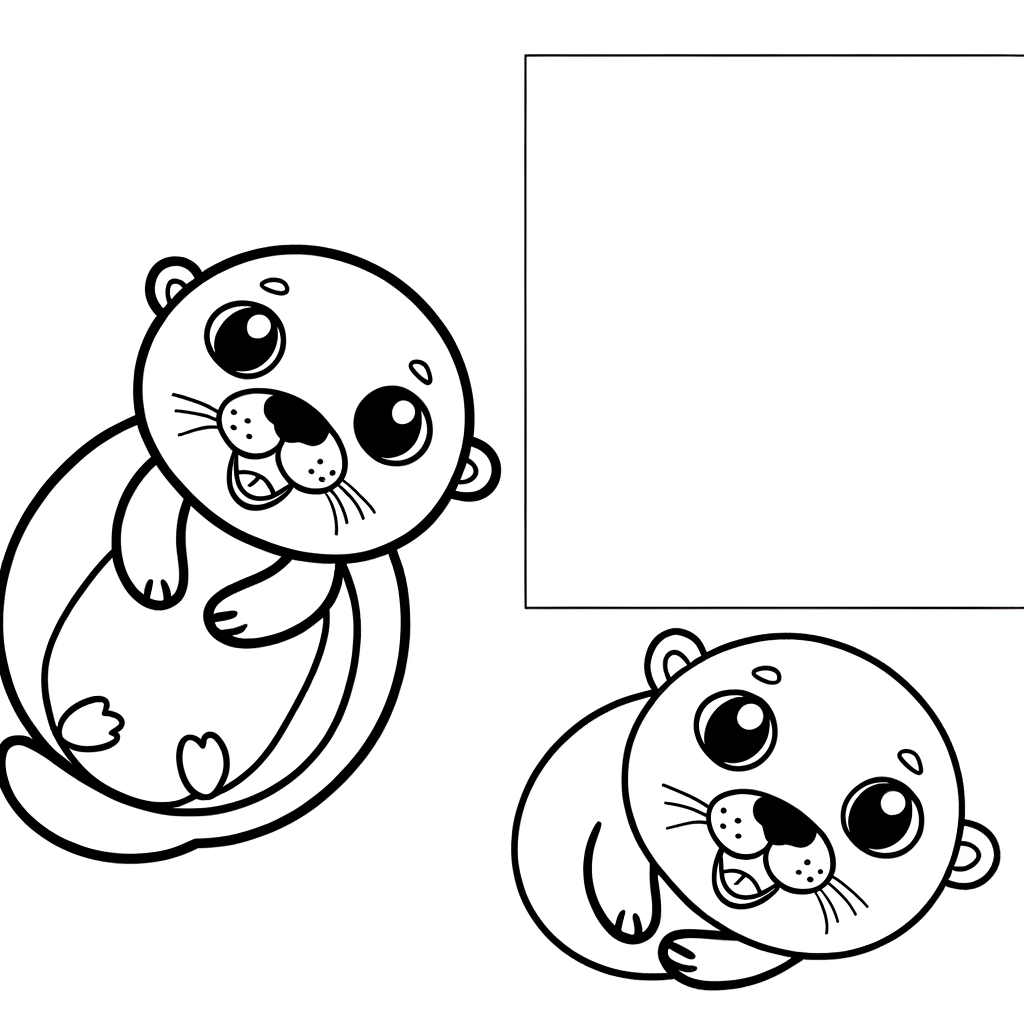 Coloring page of a cute otter floating on its back in water