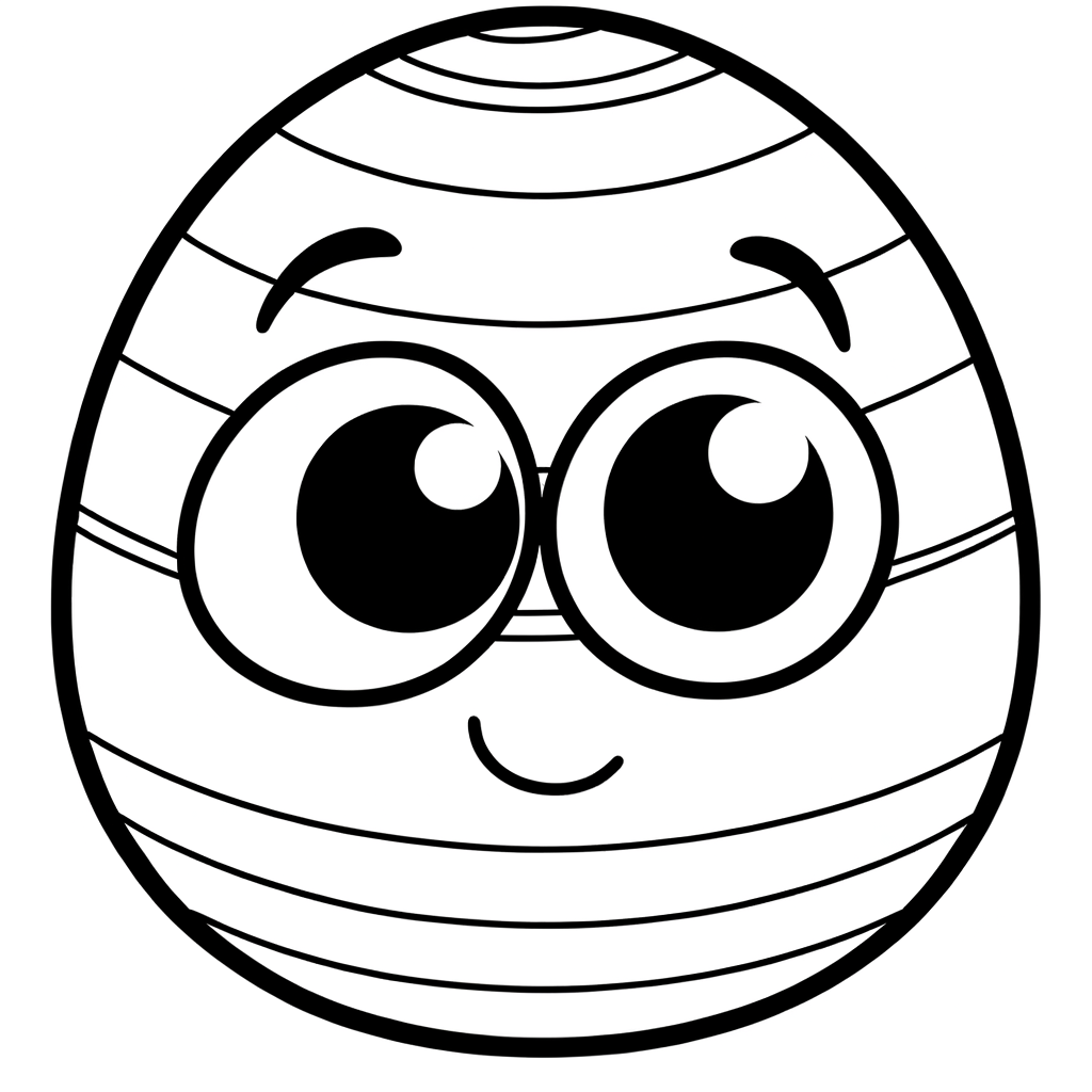 Rainbow egg coloring page with curved stripes in all colors design