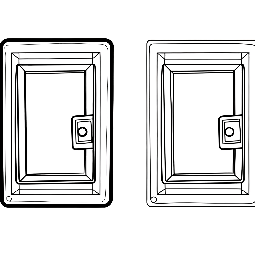 Simple rectangle door shape coloring page outline for kids