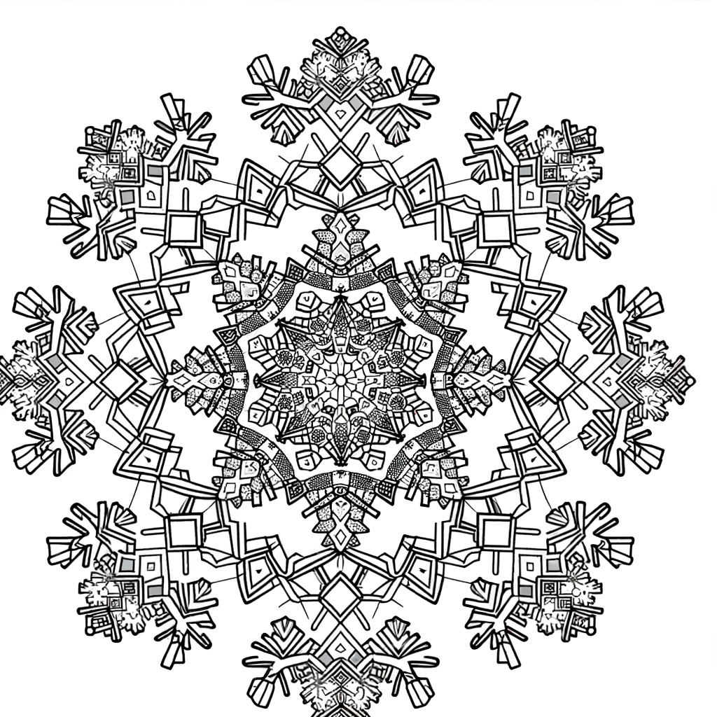 Snowflake mandala with intricate crystalline patterns