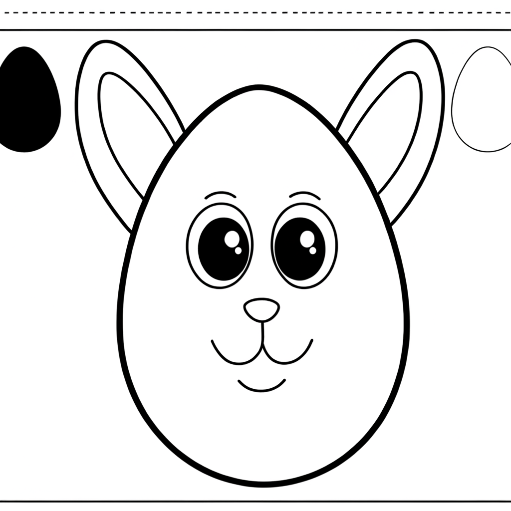 Easter egg coloring page with cute bunny face design for kids