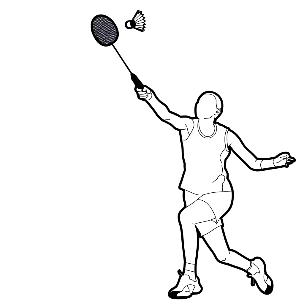 Badminton player performing a smash hit coloring page