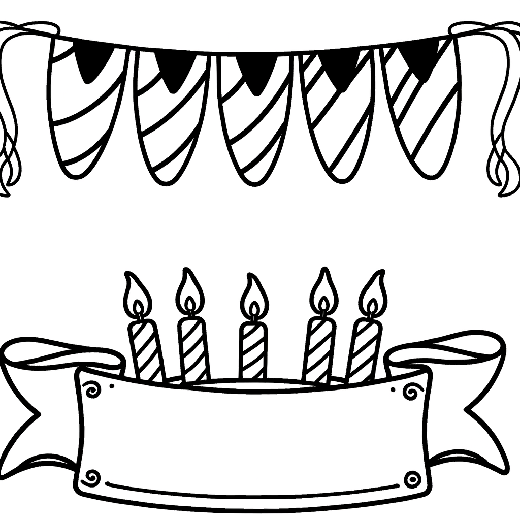 birthday banner decoration coloring page