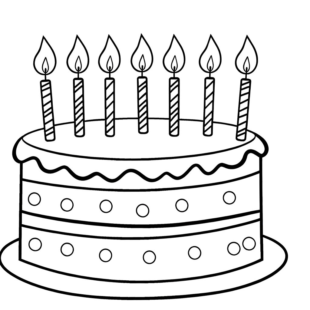 birthday cake with candles coloring page