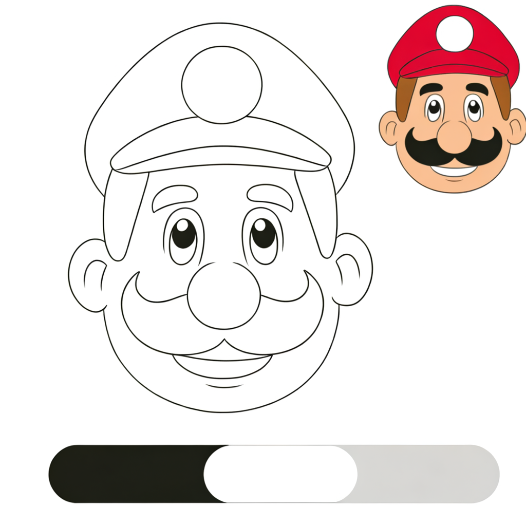Cartoon plumber with mustache and red cap coloring page