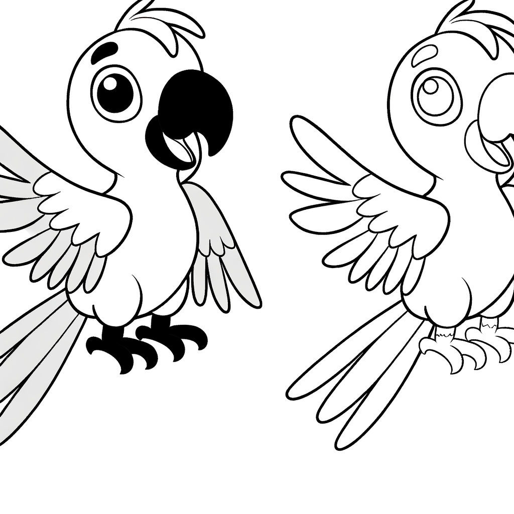 Colorful parrot with spread wings coloring page