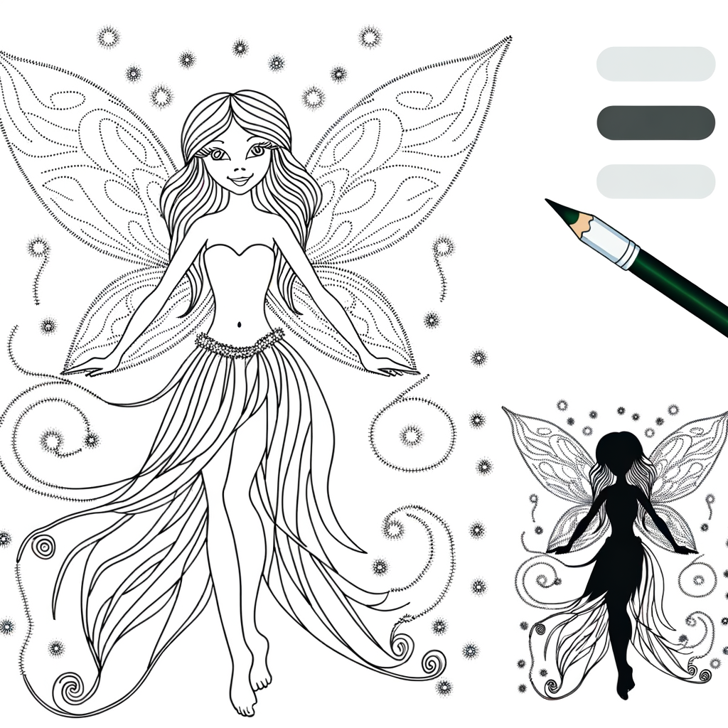 cute fairy with sparkly wings coloring page