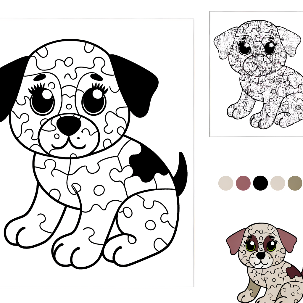 Cute puppy dog connect the dots puzzle image