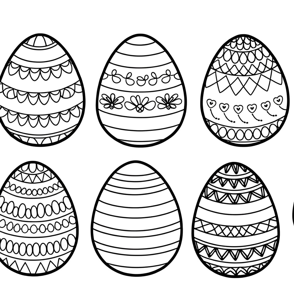 Decorated Easter eggs with intricate patterns coloring page