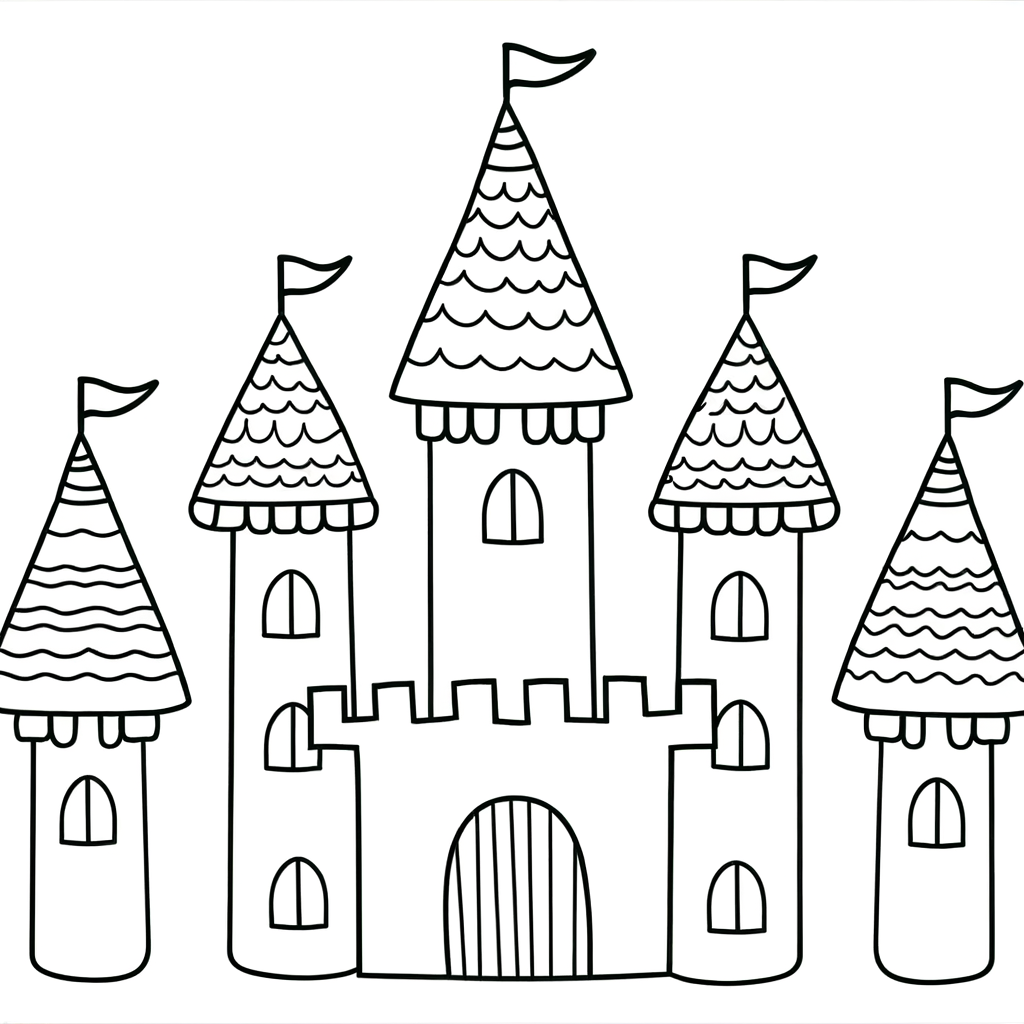 Fairy Tale Castle Towers Coloring Page