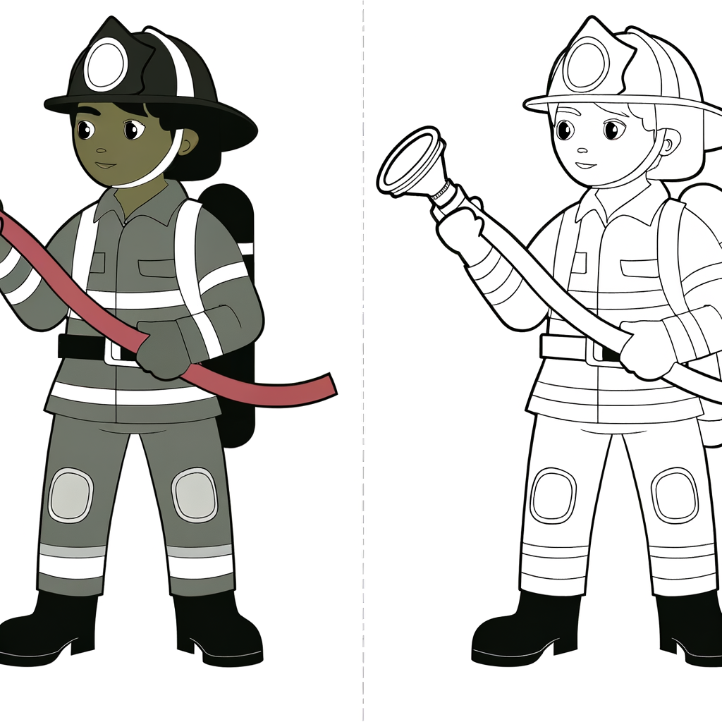 Firefighter wearing a helmet and holding a hose, ready to extinguish fires.