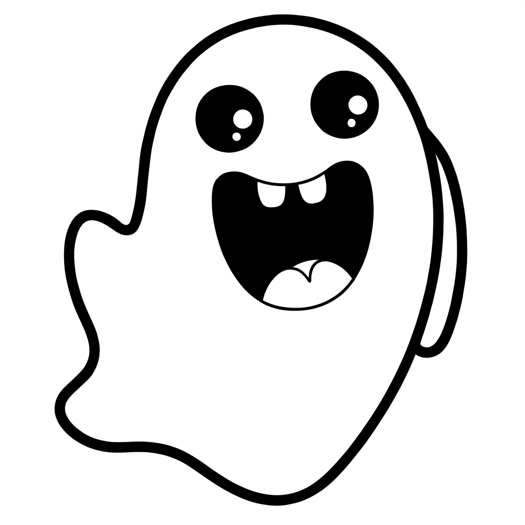 Ghost saying boo coloring page, perfect for Halloween