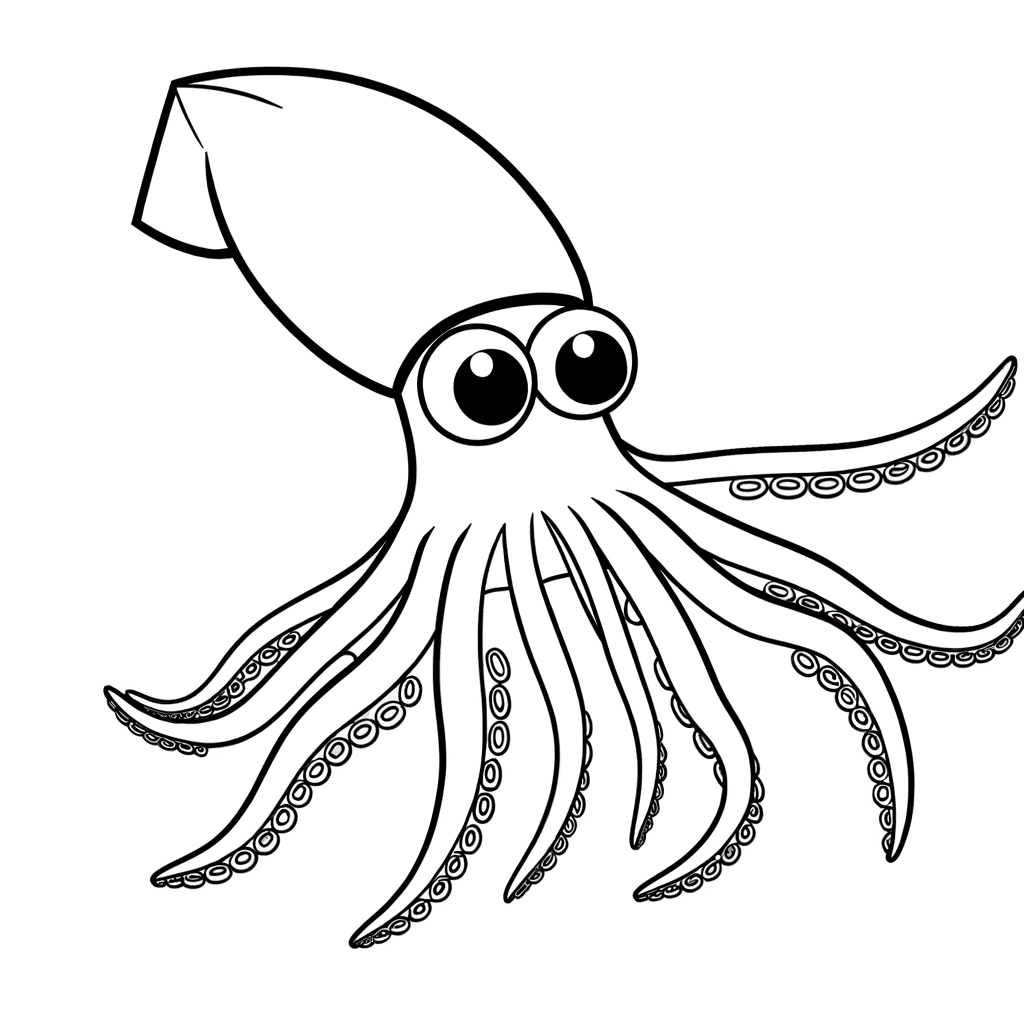 Illustration of a kraken giant squid for coloring