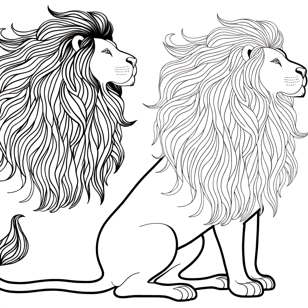 Majestic lion with a flowing mane coloring page