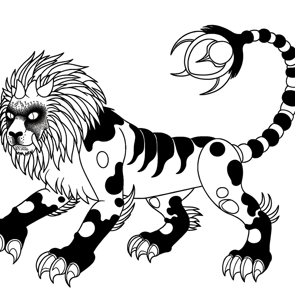 manticore lion scorpion coloring page