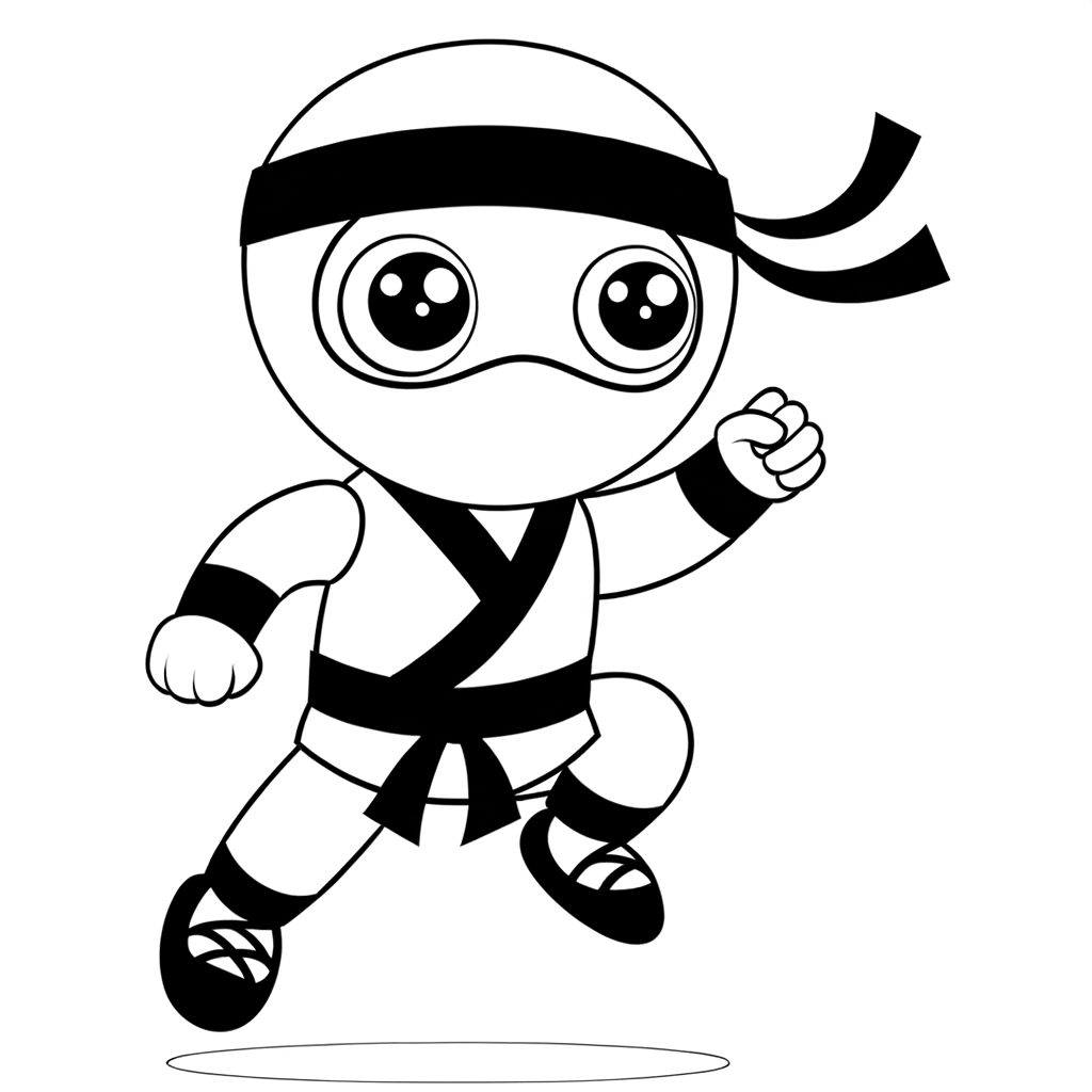 Ninja in action pose coloring page