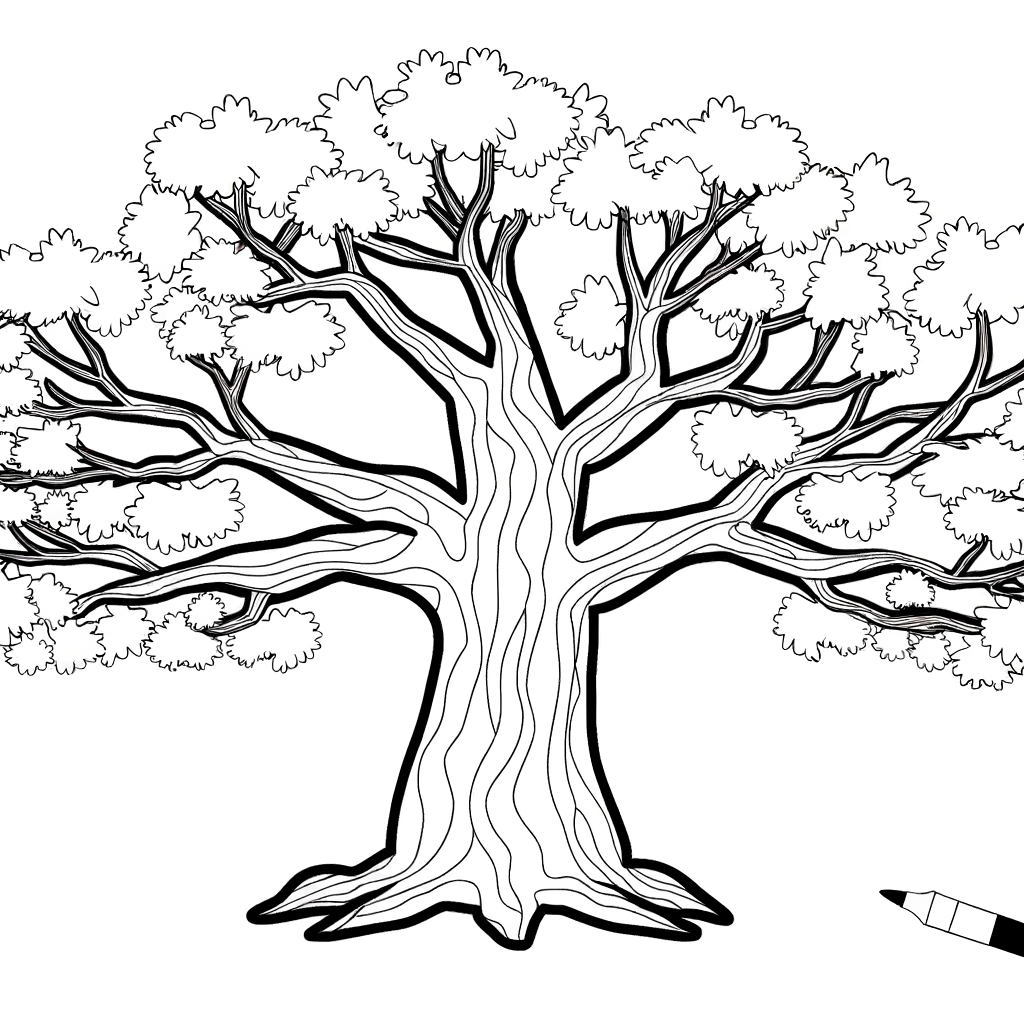 Mighty oak tree branches coloring page