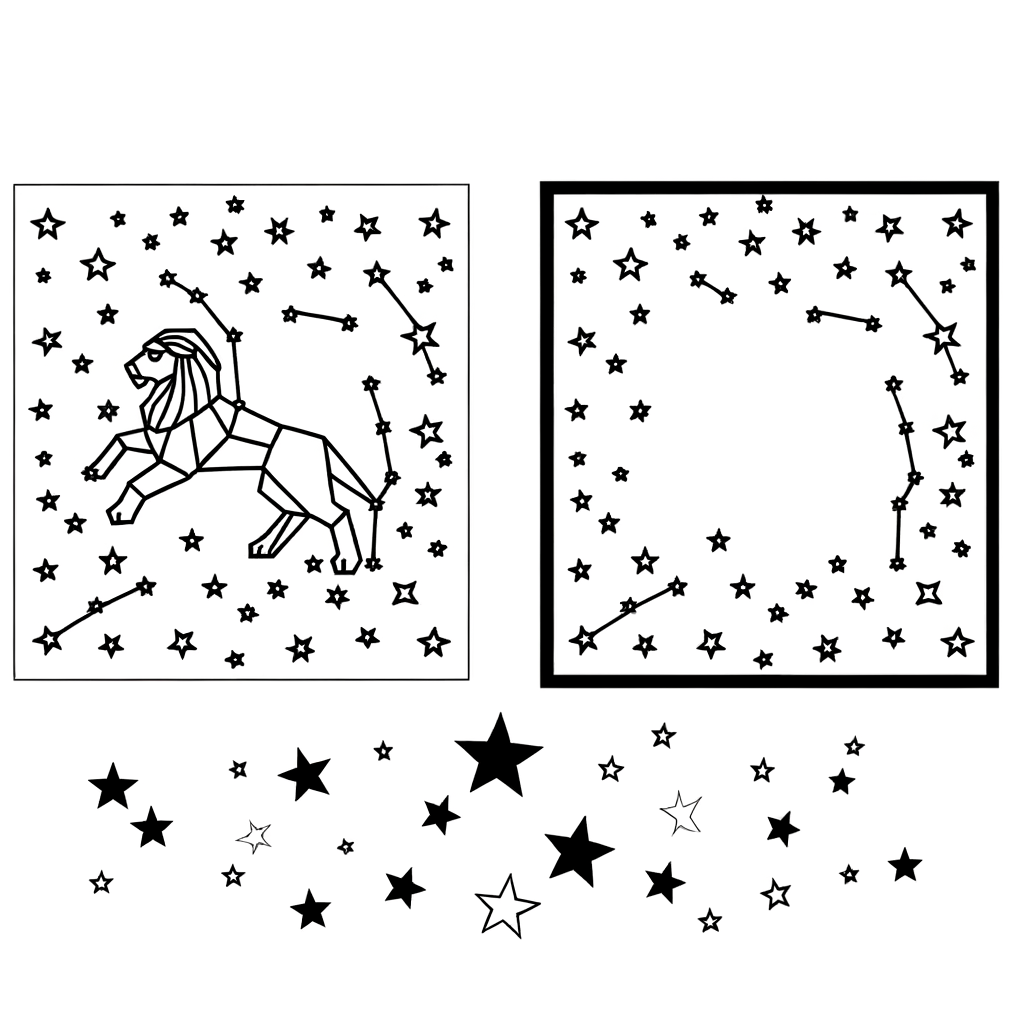 Orion the hunter constellation coloring page showing star pattern and mythological figure