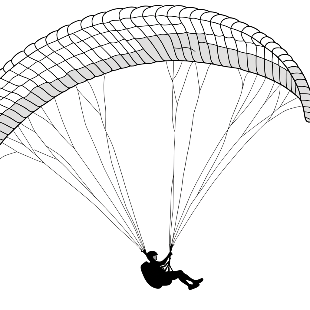 Paraglider soaring high in the sky coloring page