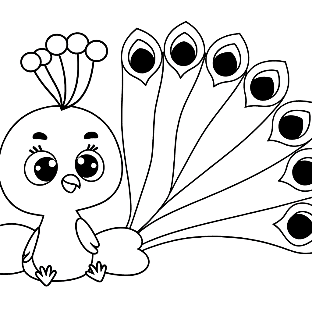 peacock with beautiful tail feathers displayed coloring page