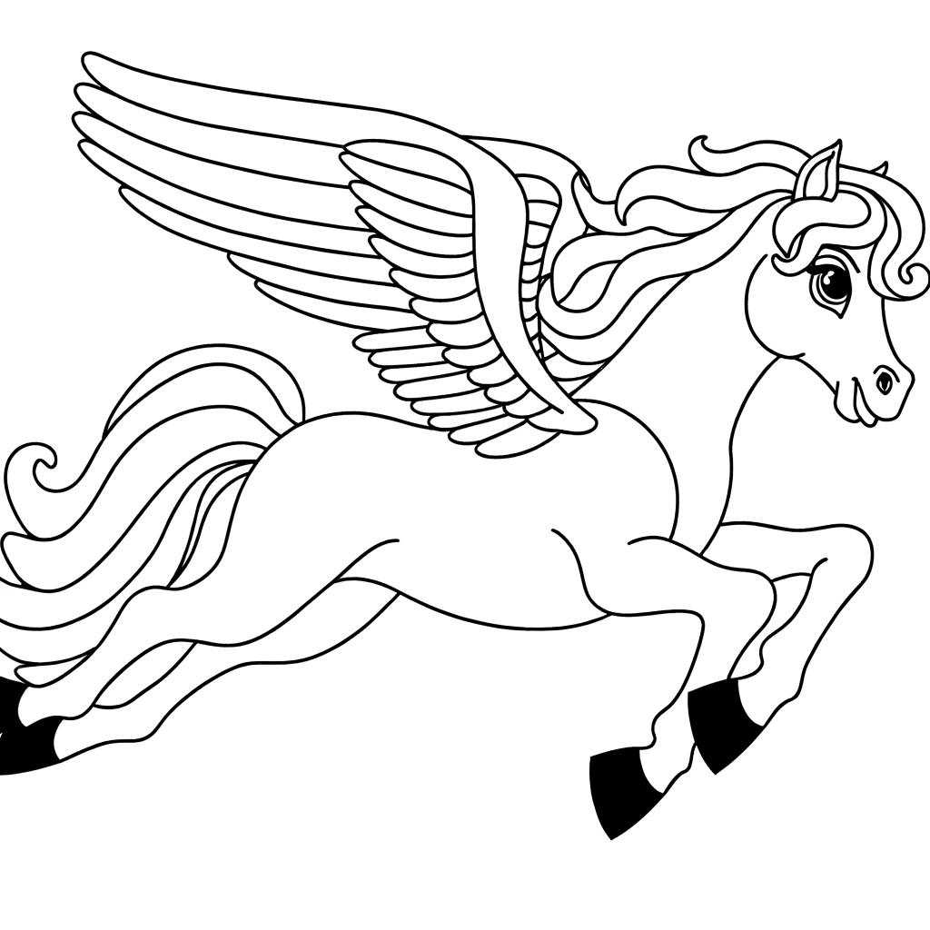 pegasus winged horse flying coloring page