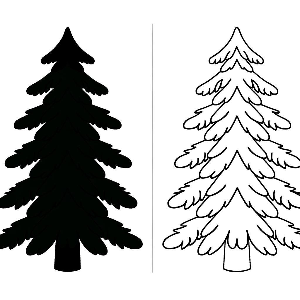 Tall evergreen pine tree coloring page image