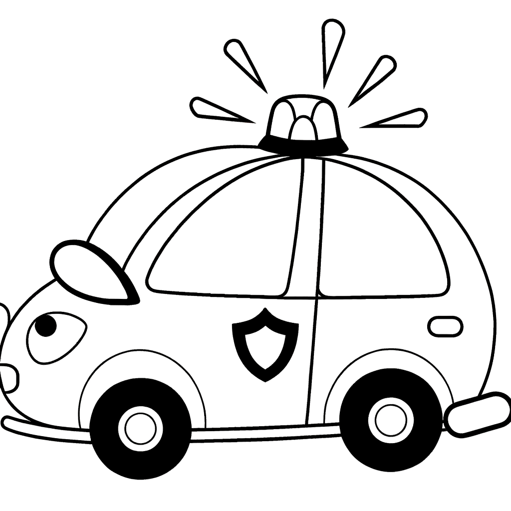 police car with sirens coloring page