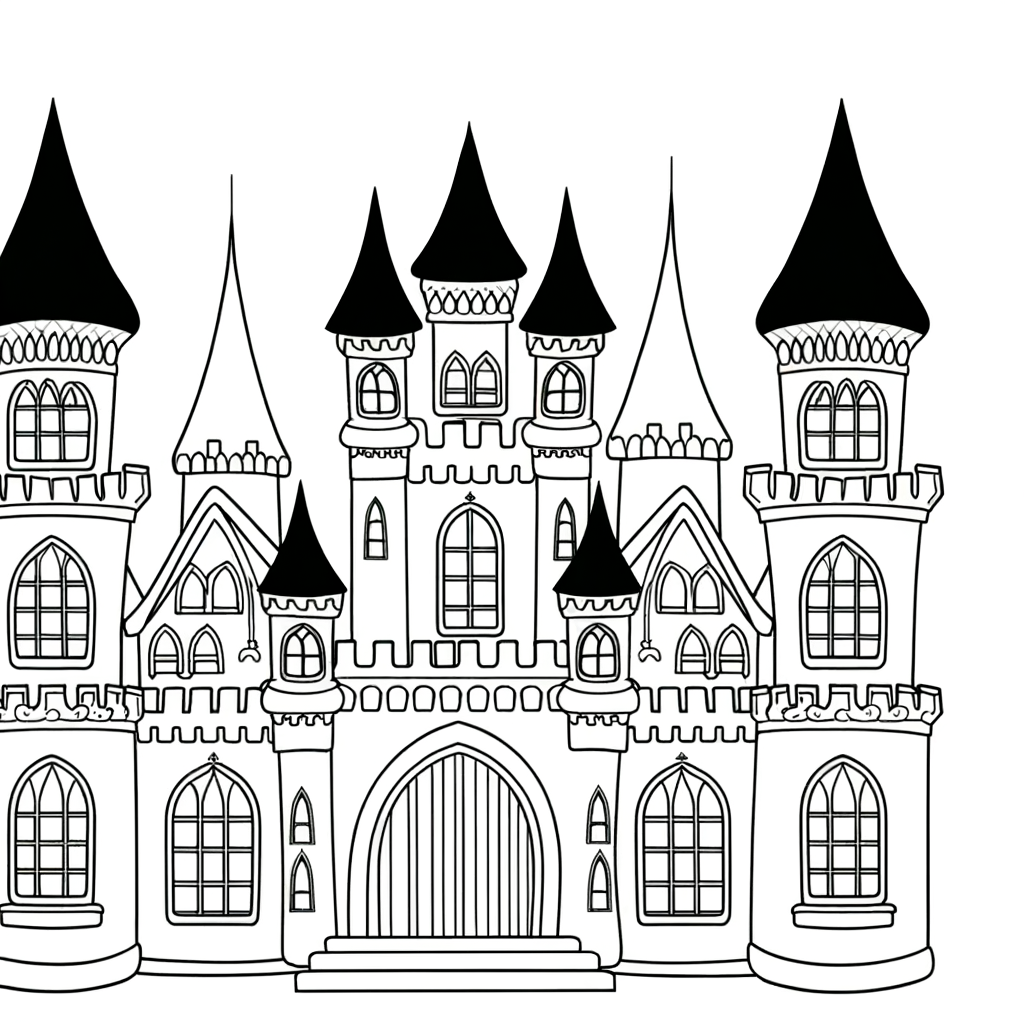 princess castle pink towers coloring page