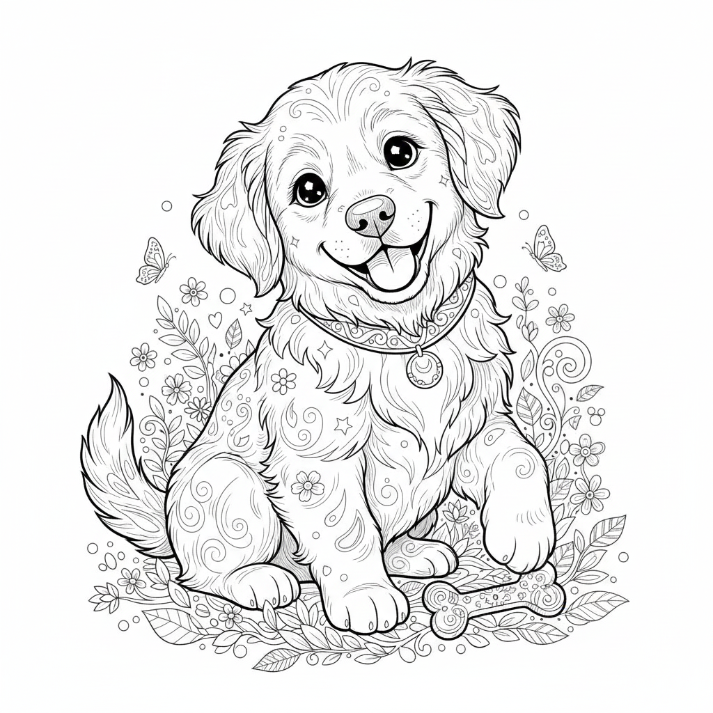 Playful Little Puppy Friend coloring page