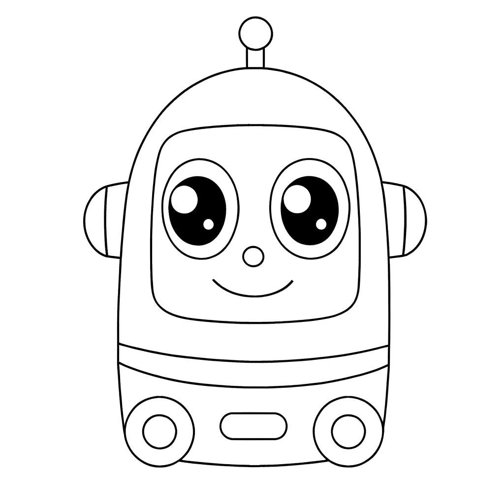 robot with friendly face coloring page