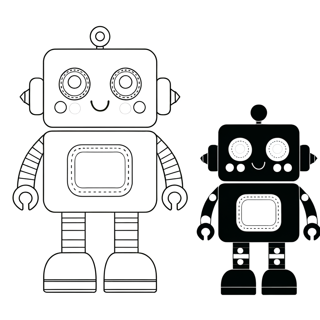 Friendly robot coloring page for kids