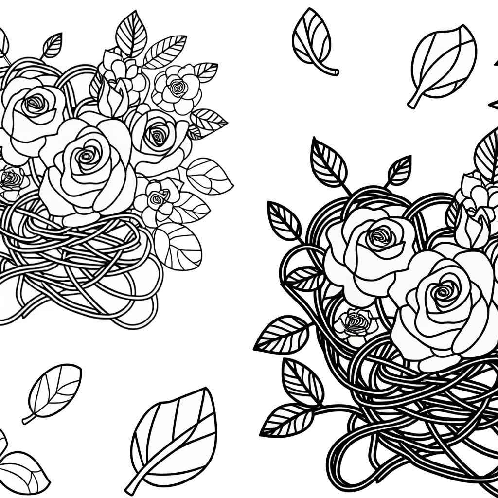 Romantic Rose Garden Coloring Page for creativity