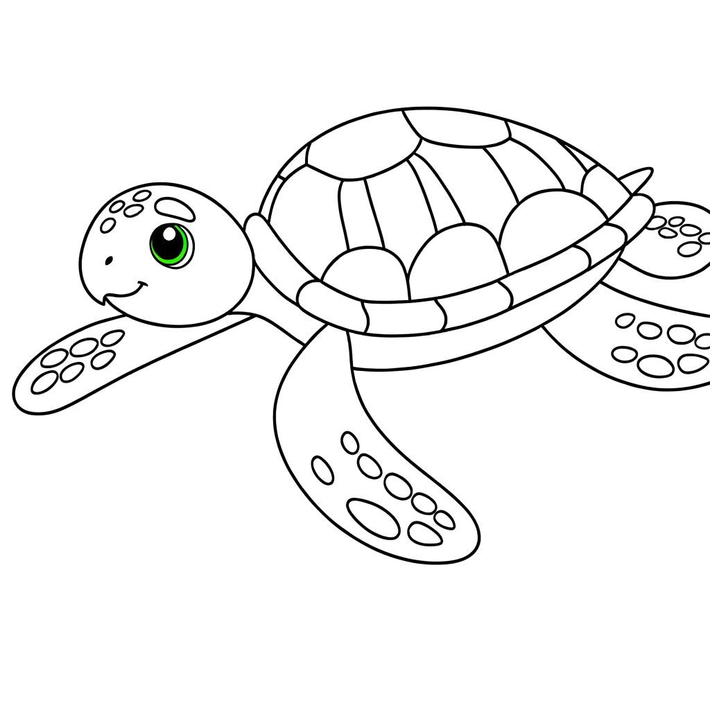 Sea Turtle Swimming Gracefully Coloring Page