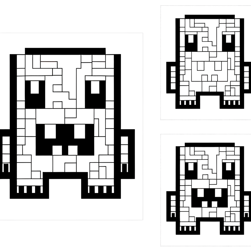 Simple blocky pixel-style creeper monster coloring page with thick outlines on a white background.