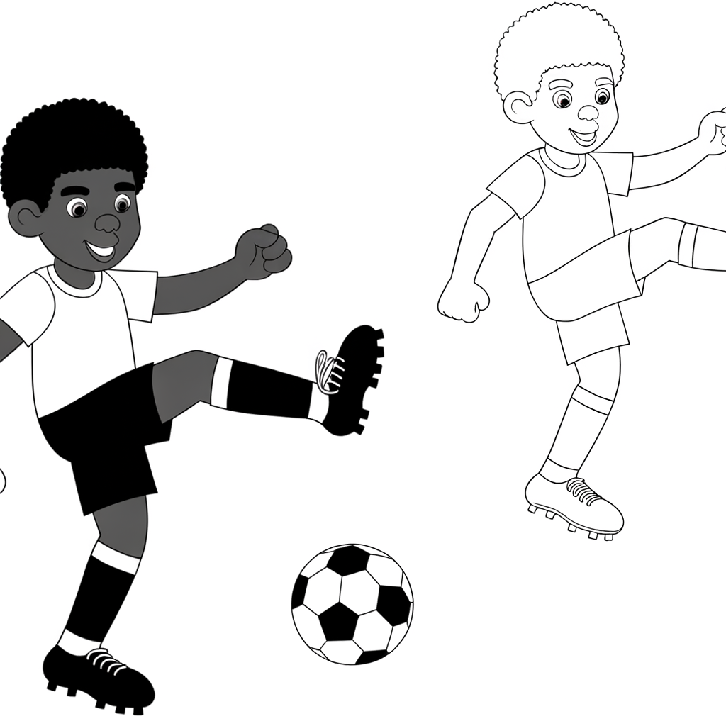 Soccer player kicking a ball coloring page