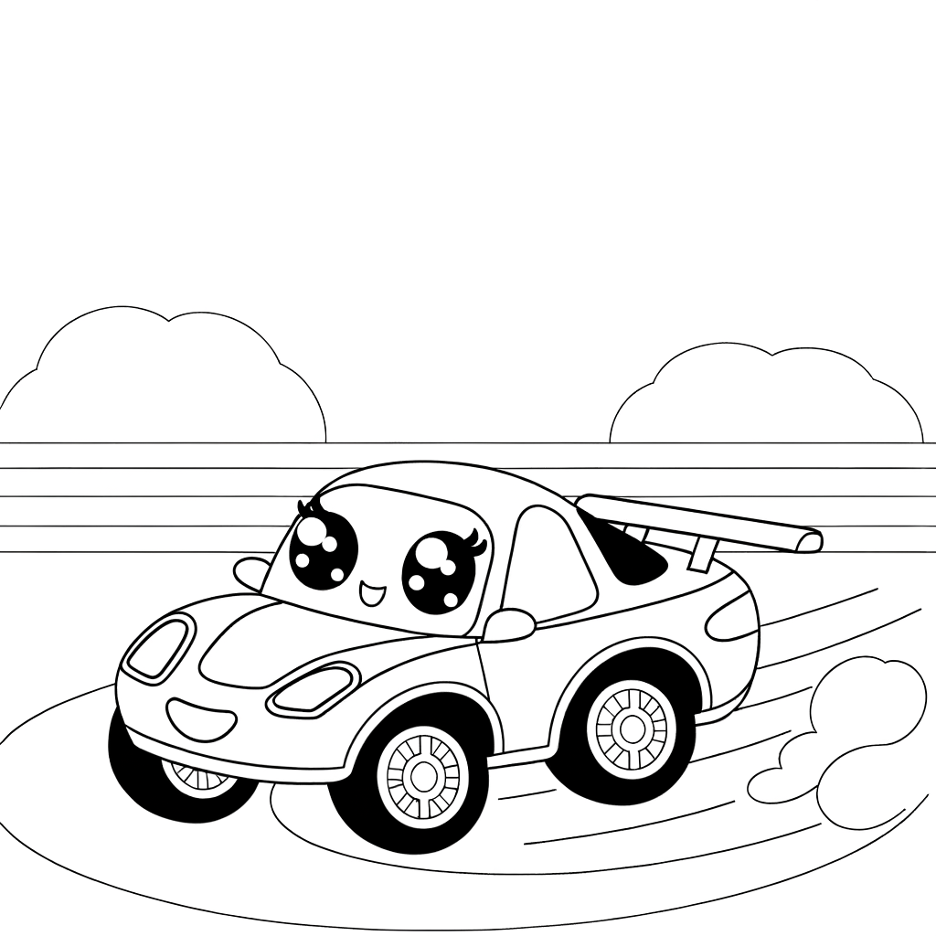 sports car racing fast coloring page