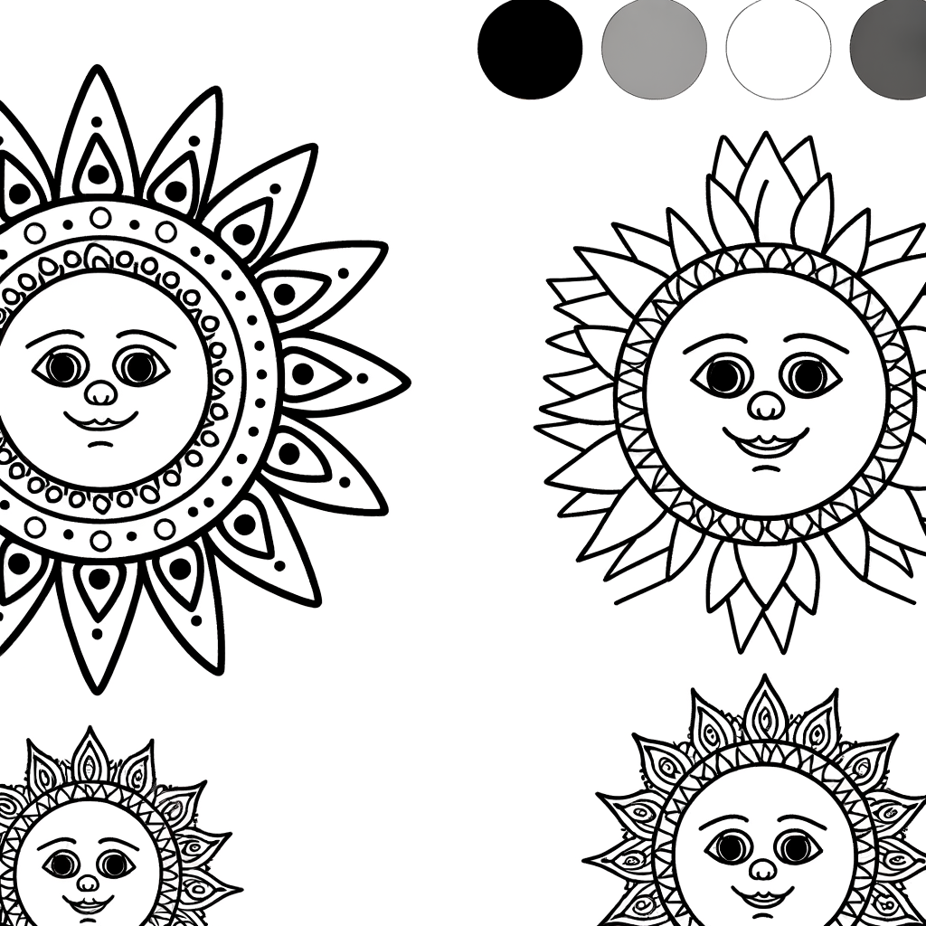 Sun and Moon Mandala Design Coloring Page