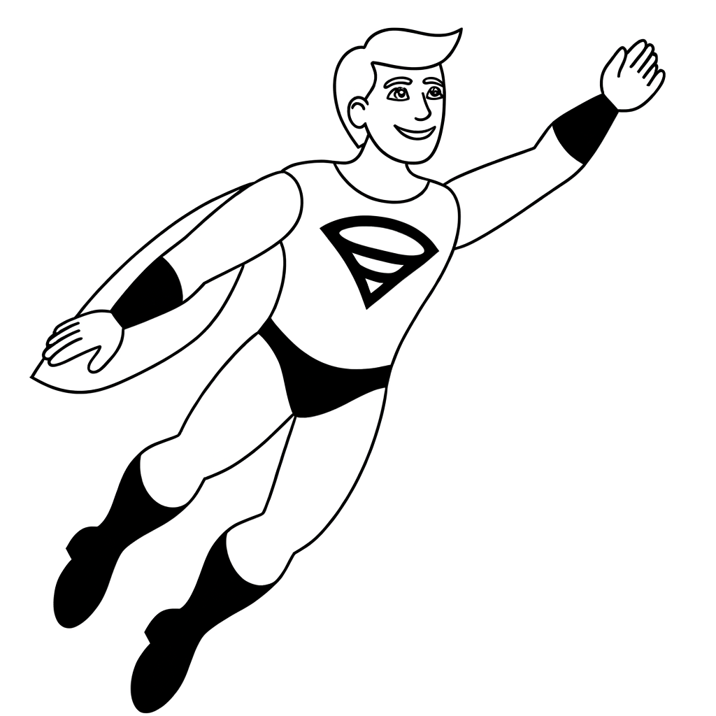 superhero flying through sky coloring page