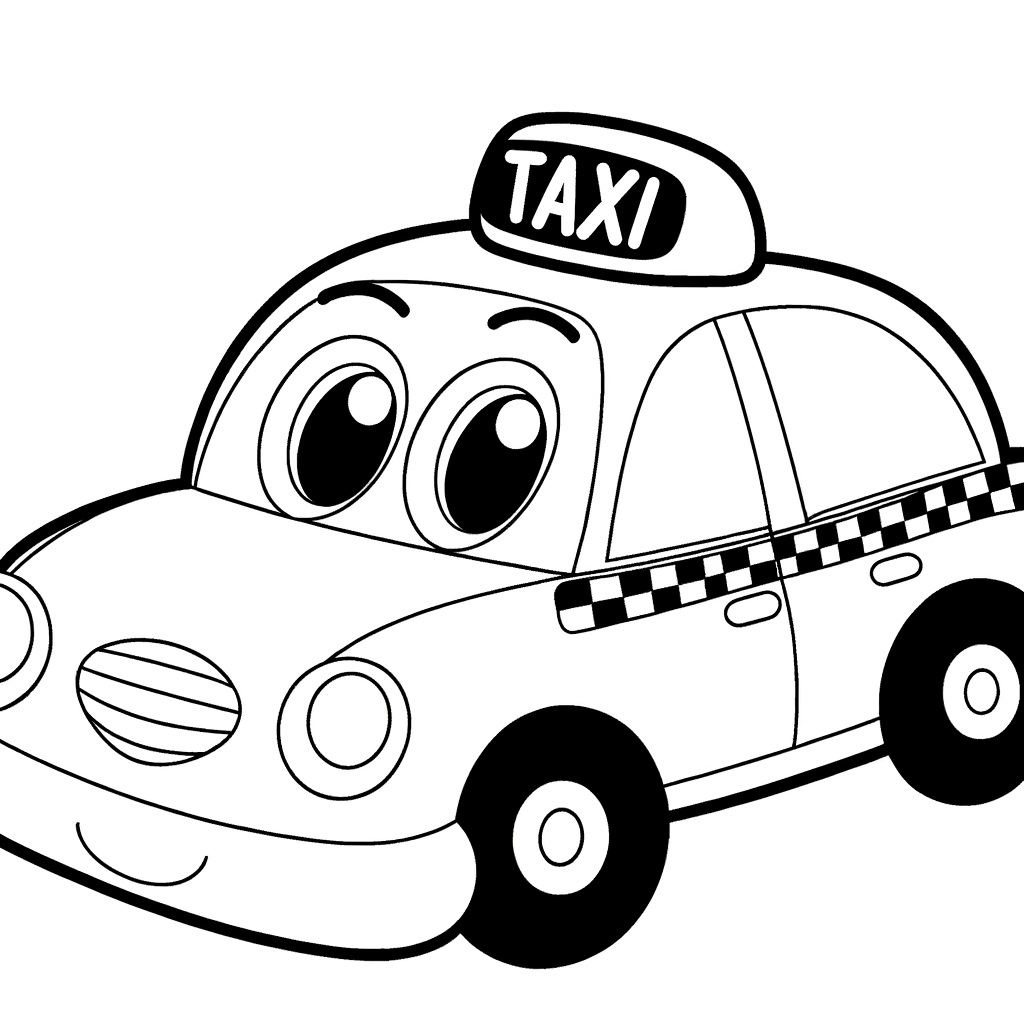 taxi cab yellow coloring page