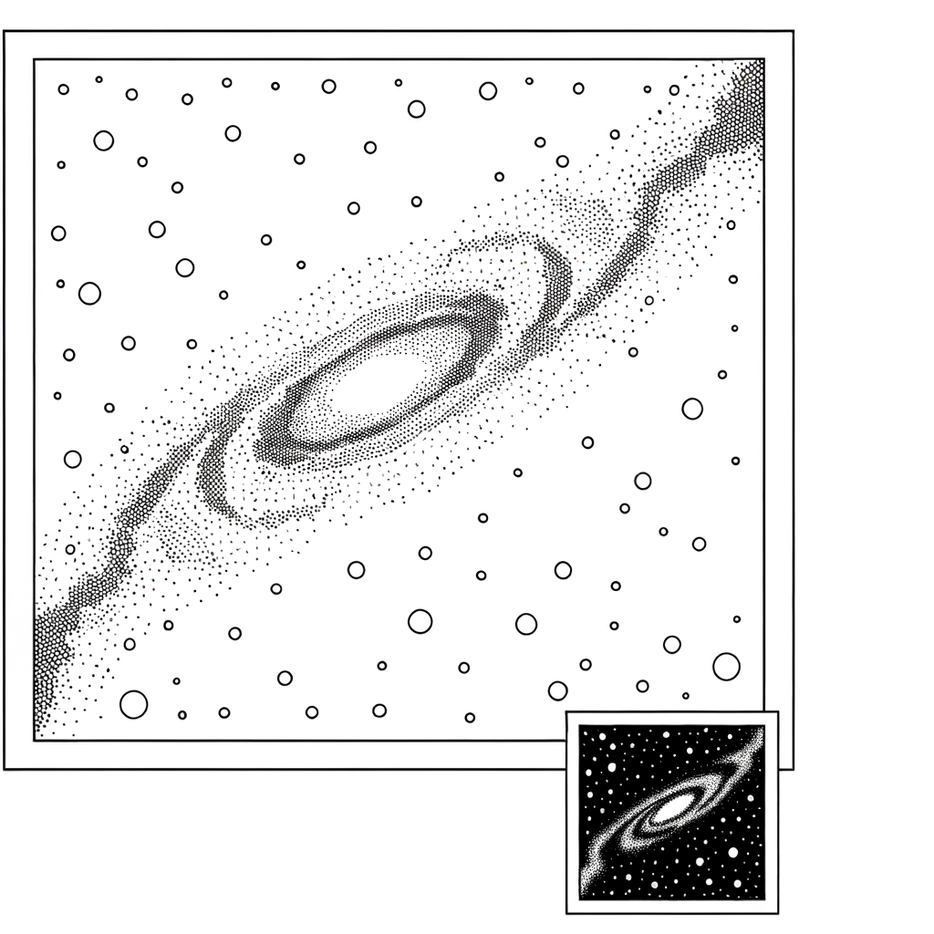 Milky Way galaxy coloring page showing starry band across night sky