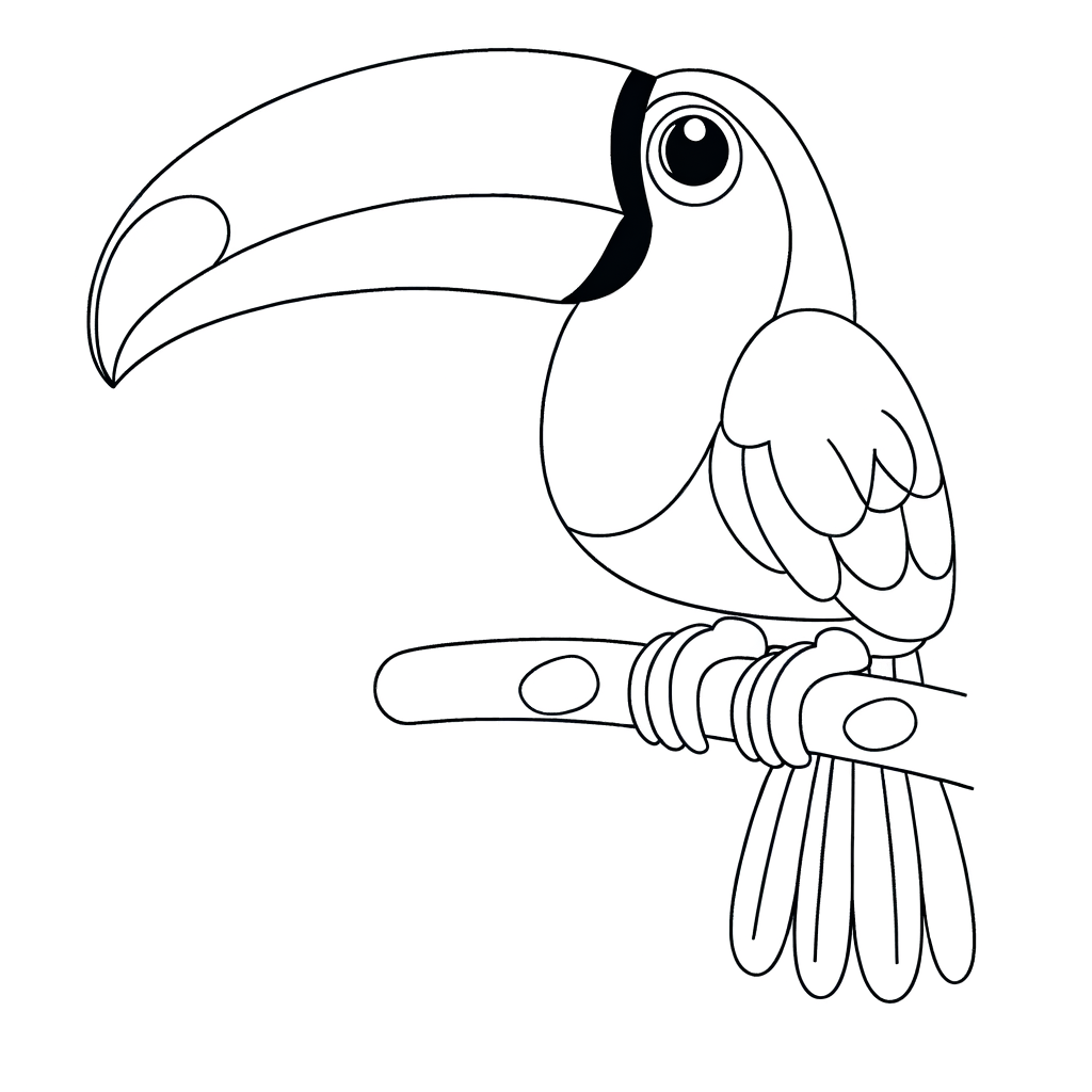 toucan with large colorful beak coloring page