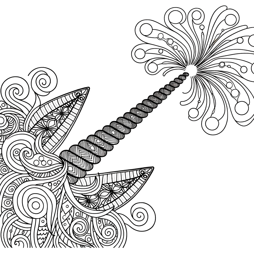 Magical glowing unicorn horn coloring page