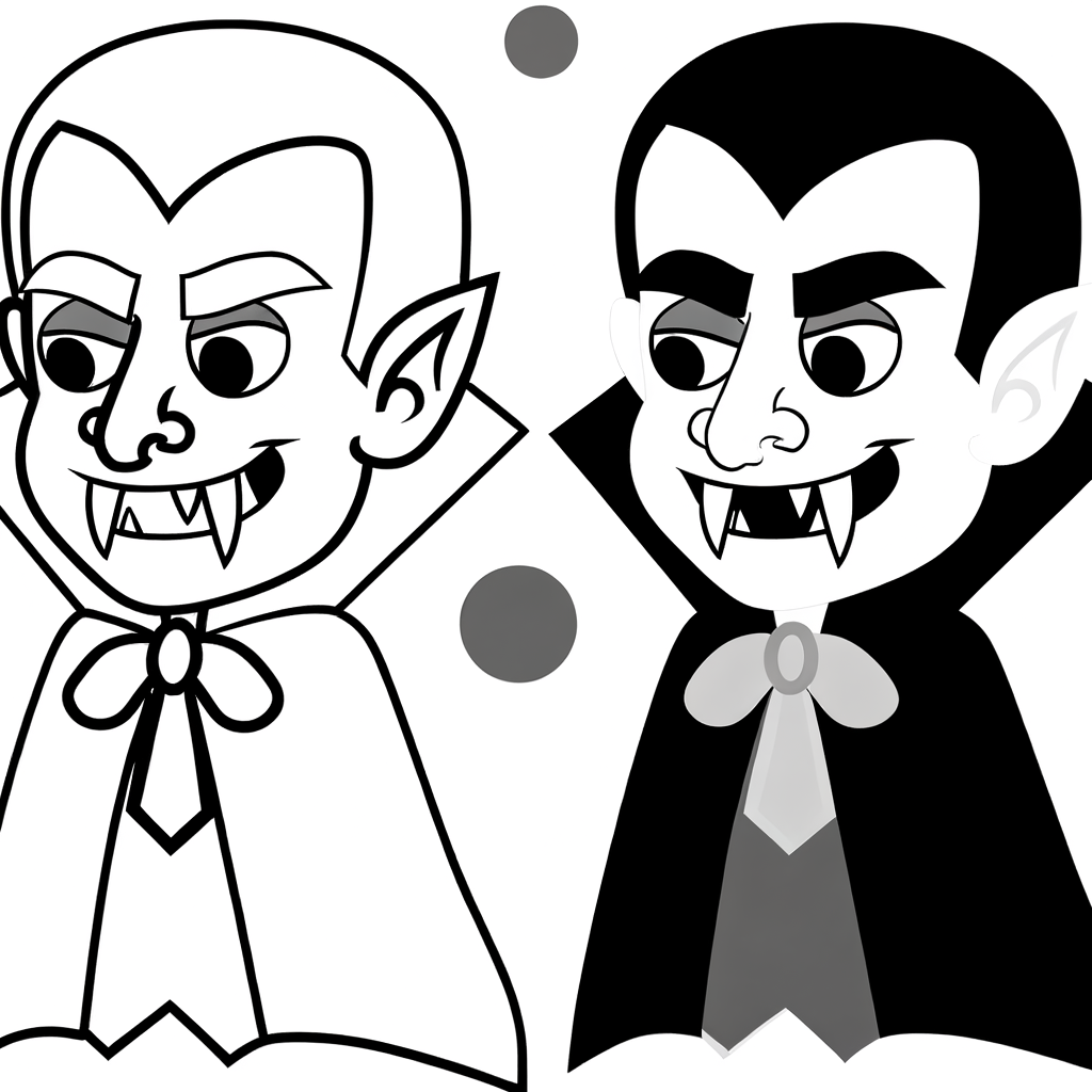 Vampire with cape and fangs coloring page